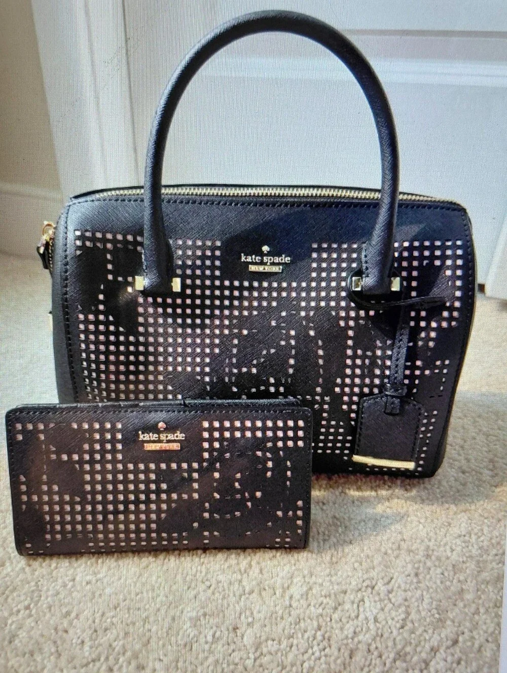 Kate Spade Vintage Cameron Street Rose Floral Perforated Handbag & Wallet